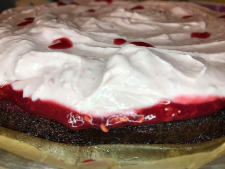 Image of raspberry cake layers