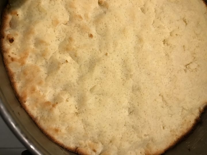 Picture of baked crust for the easy keto cheesecake