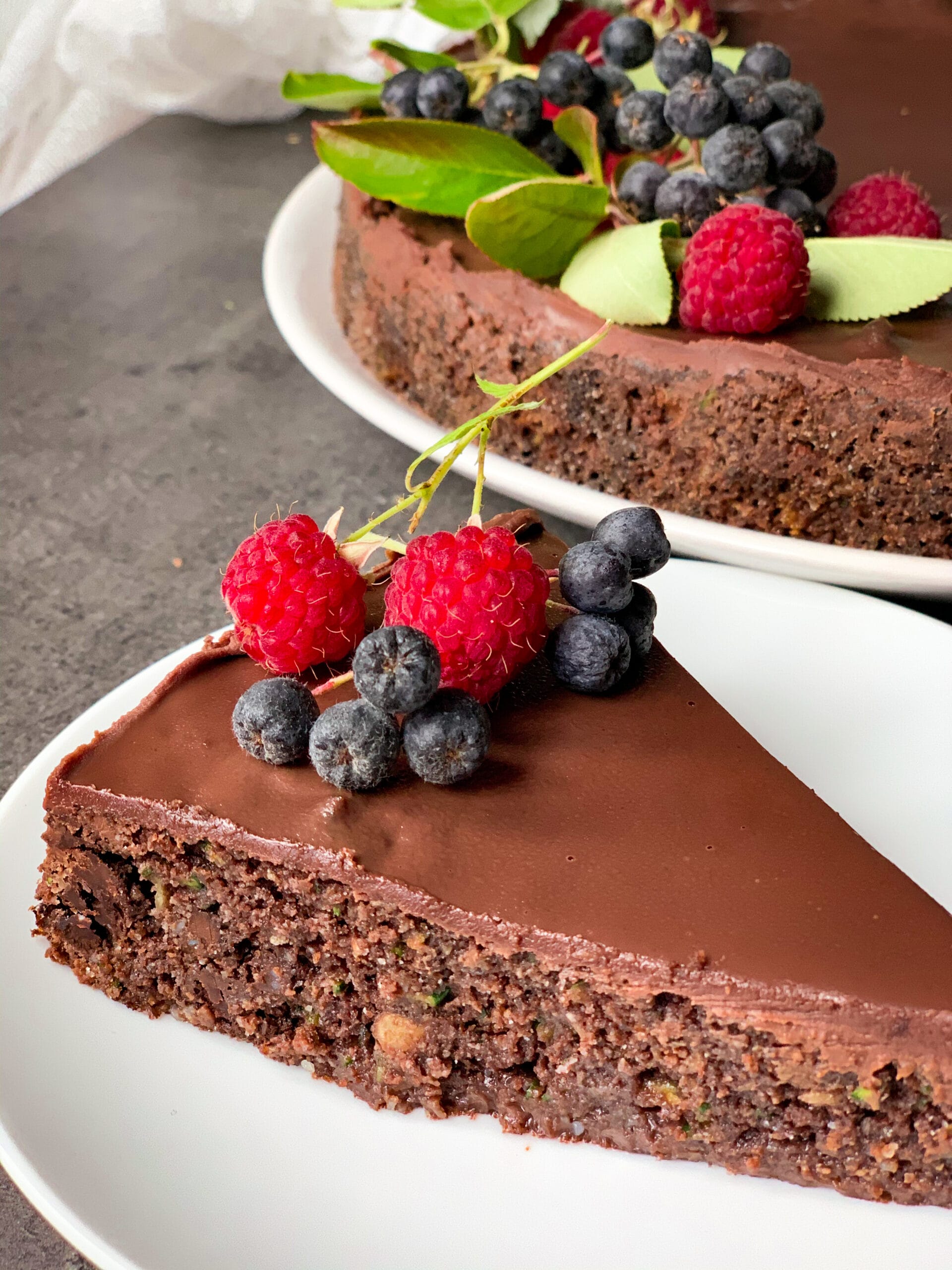 Keto chocolate zucchini cake with walnuts