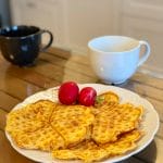 Picture of savory keto waffles with cheese and chicken
