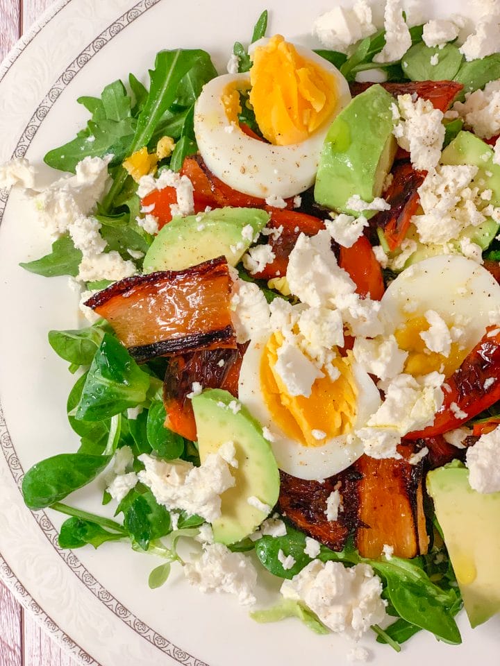 Picture of salad with roasted pepper with feta cheese