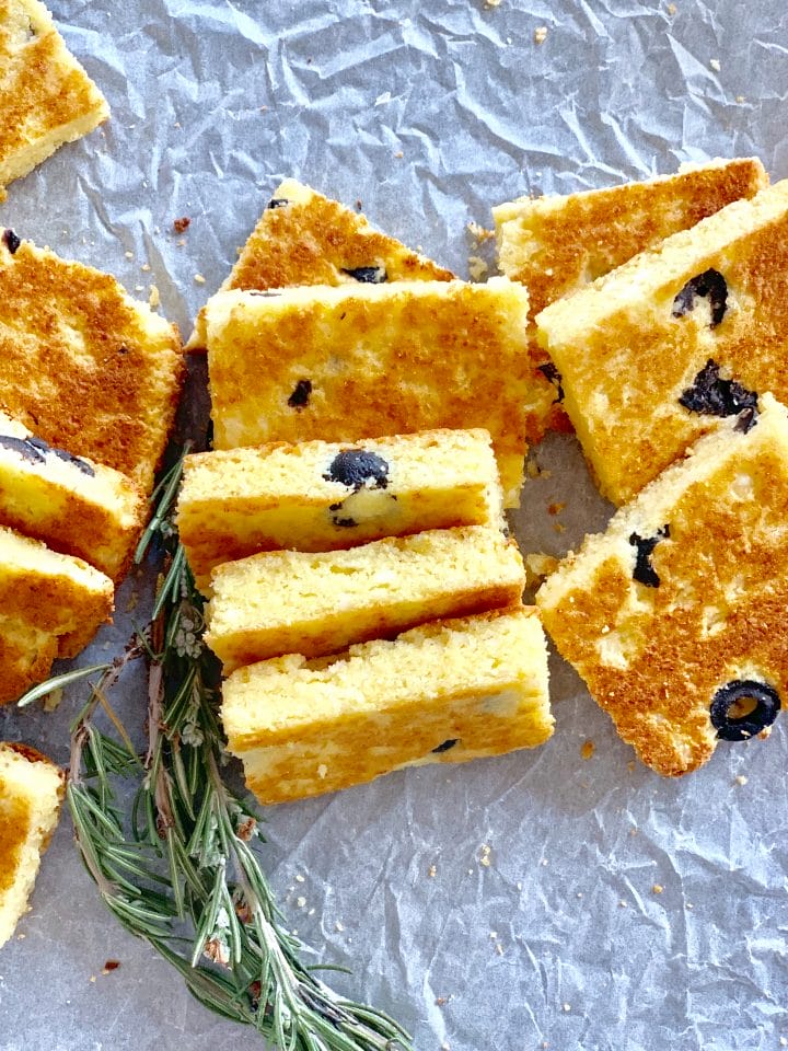 Picture of low carb focaccia bread slices