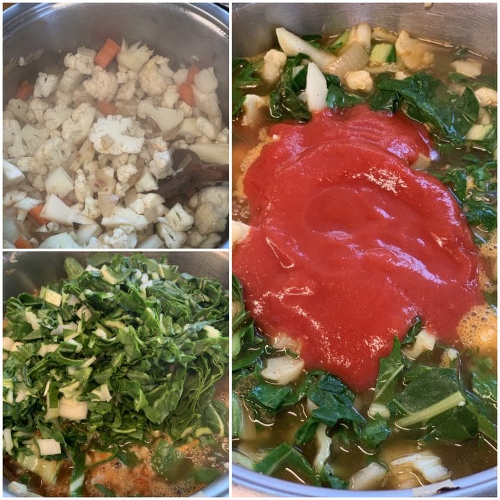 Picture of a procedure how to make low carb vegetable soup 