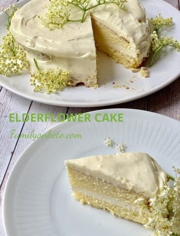Picture of a slice of sugar free elderflower cake