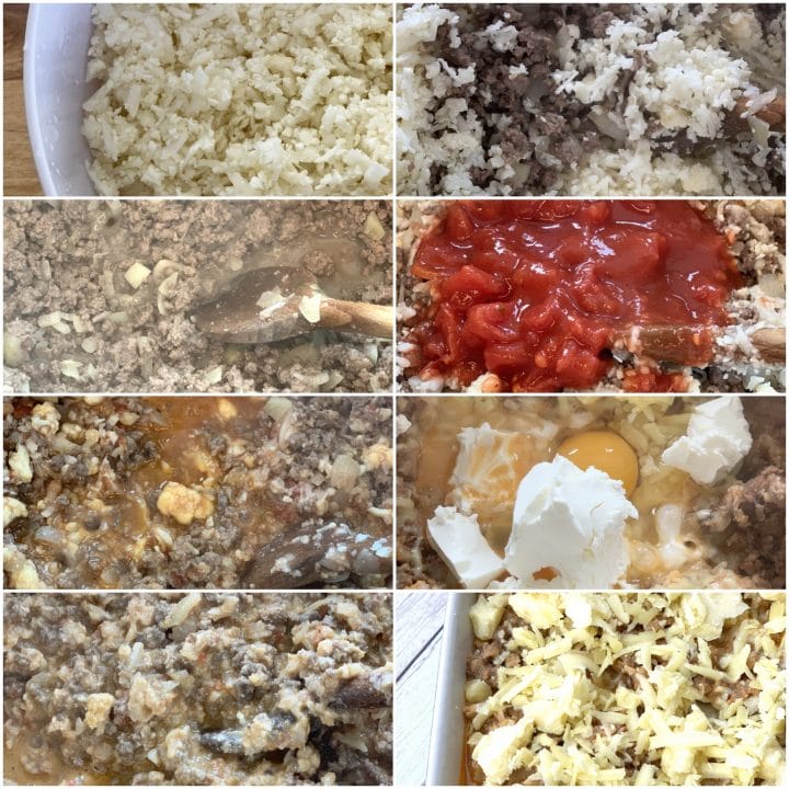 Picture of procedure to make keto ground beef casserole step by step
