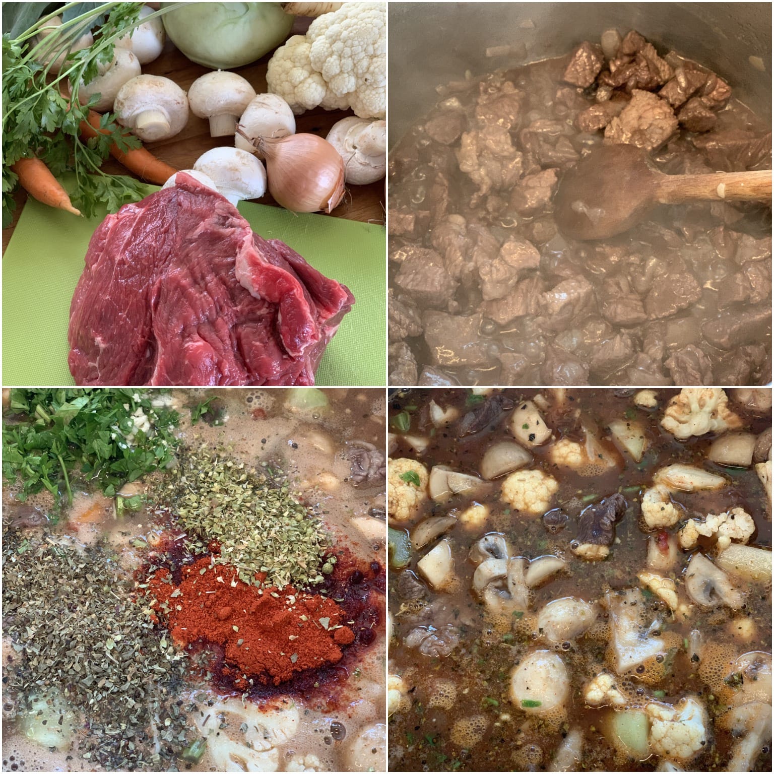 Picture of a procedure to make vegetable beef soup