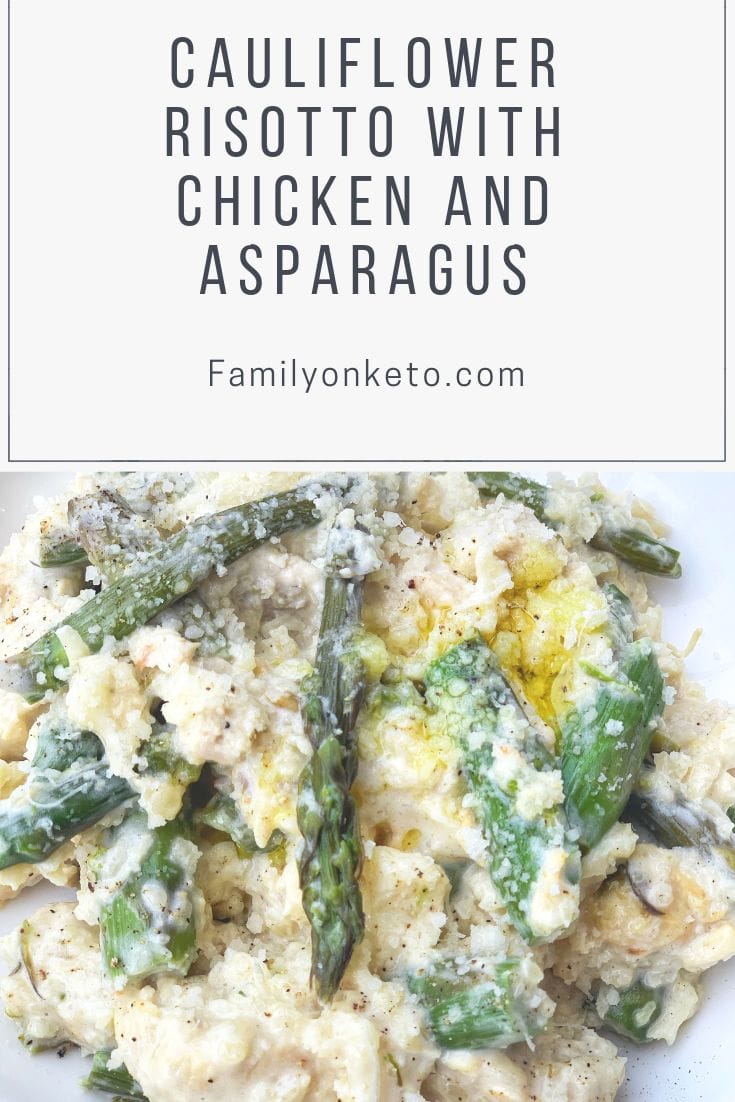 Cauliflower risotto with chicken and asparagus keto recipe Family