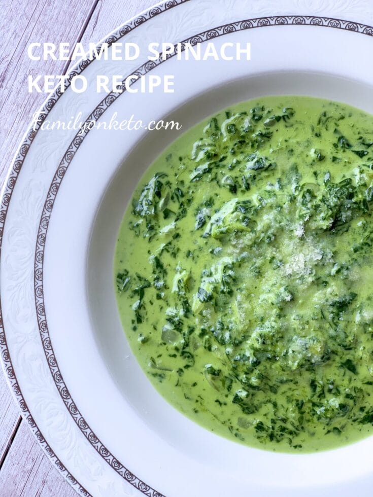 Picture of keto creamy spinach in a plate on the table