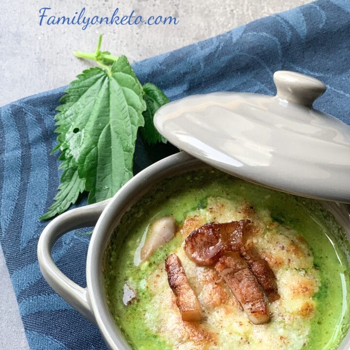 Picture of stinging nettle soup with almond crust