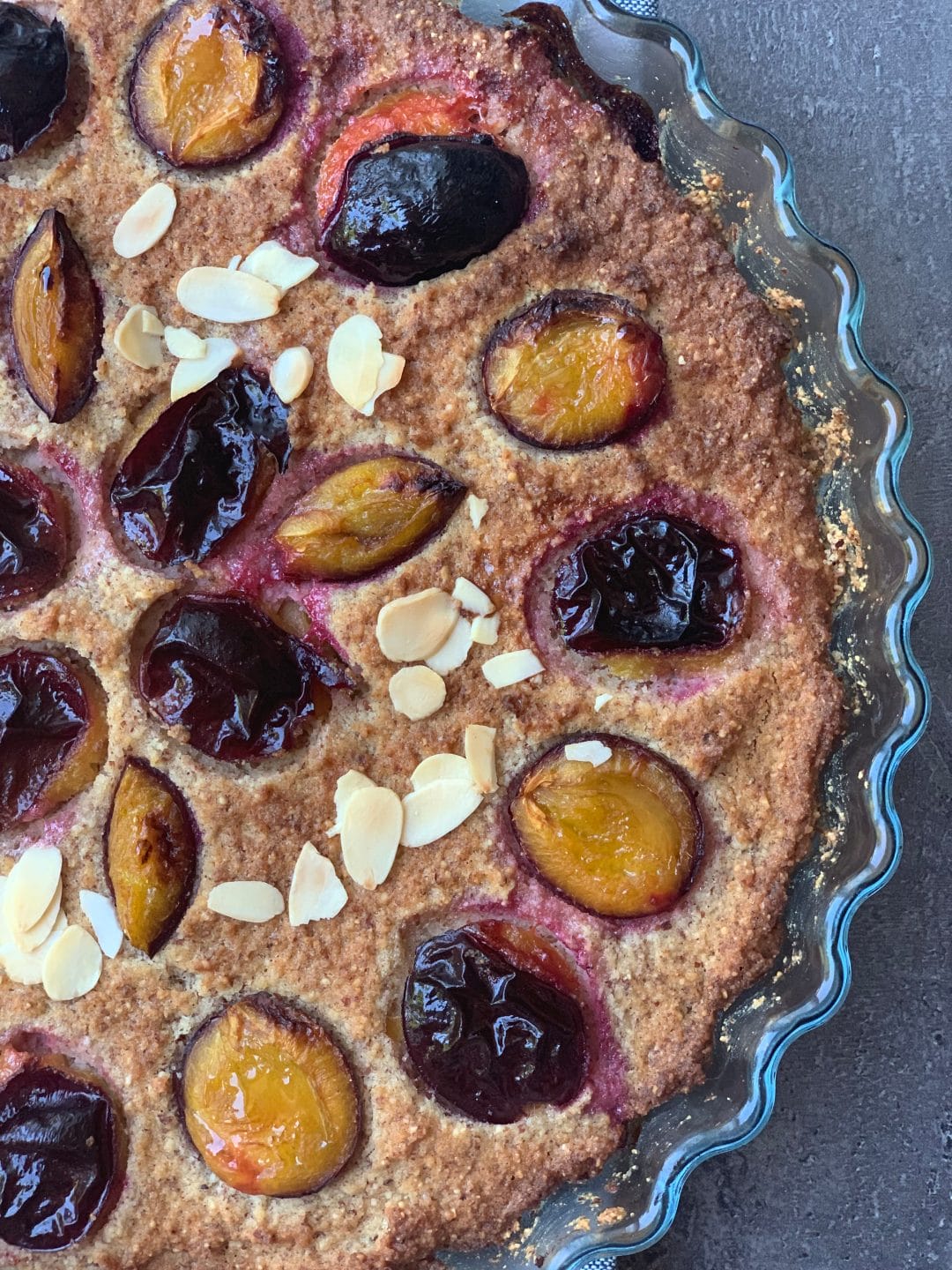 Picture of keto almond cake with plums