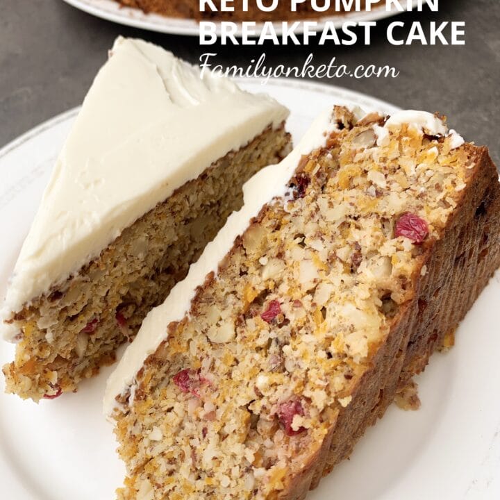 Picture of keto pumpkin breakfast cake with cream cheese icing