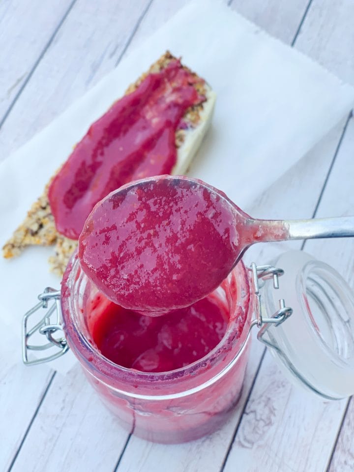 Strawberry keto jam in a jar