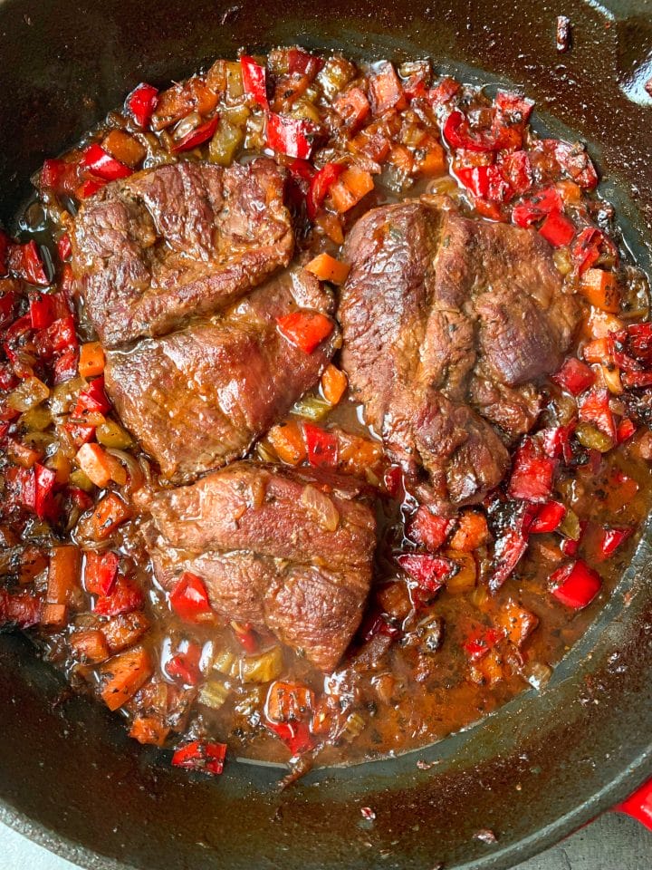 Wild boar meat in vegetable stew
