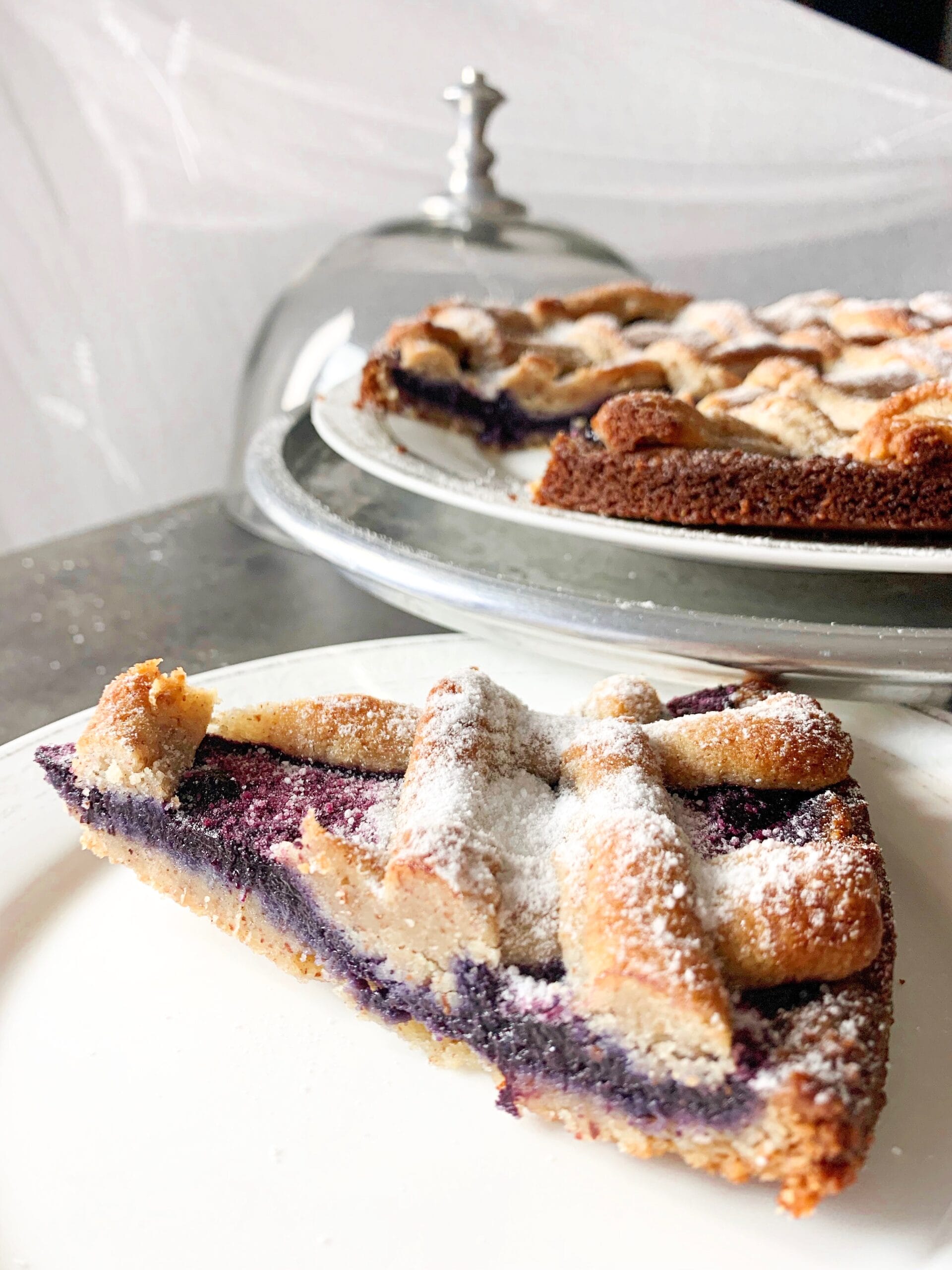 Picture of a slice of low carb Linzer cake 