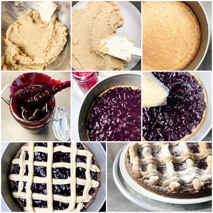 Picture of a procedure to make low carb Linzer torte with sugar free homemade blueberry butter