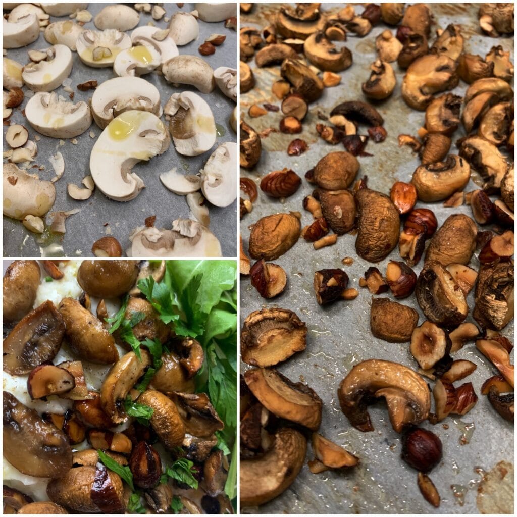 Picture of preparation of mushrooms in oven with hazelnuts