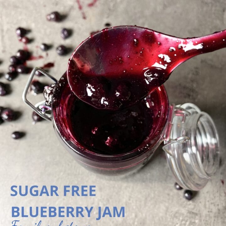 Picture of sugar free blueberry jam in jar