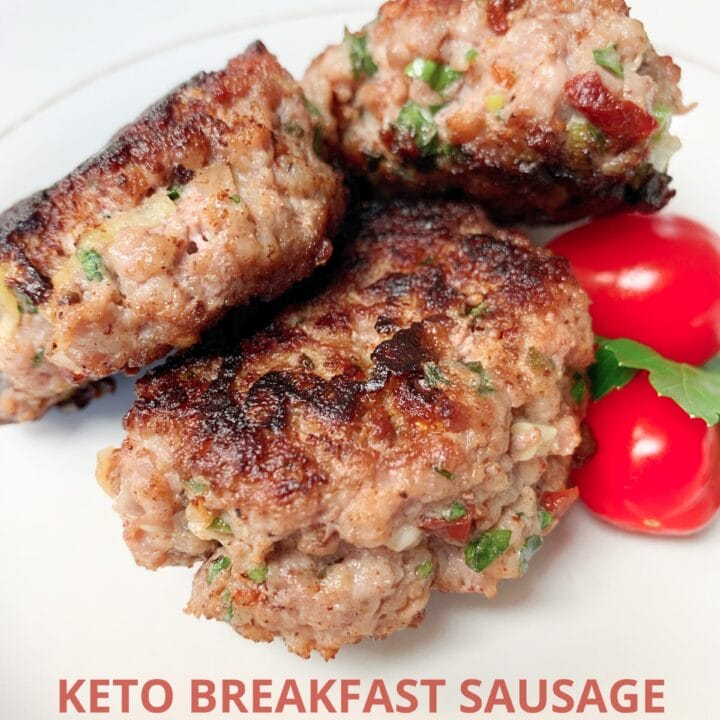 Picture of breakfast sausages with sun dried tomatoes, basil and parsley