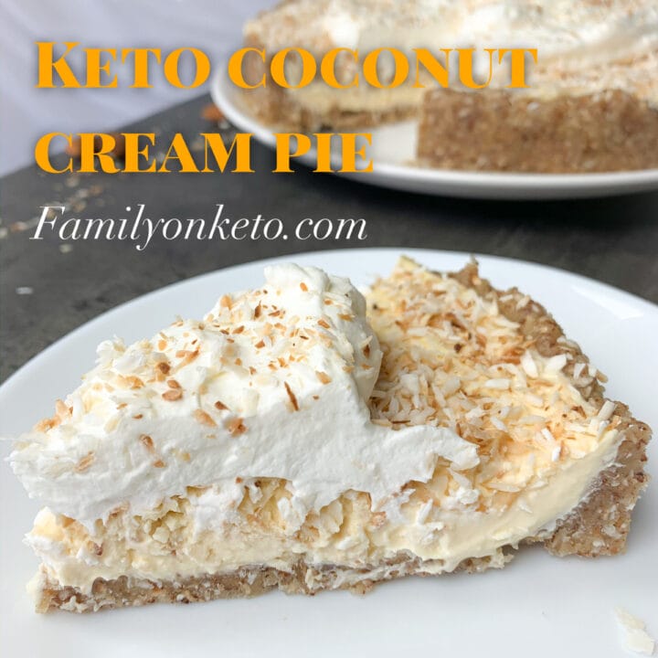Picture of keto coconut cream pie slice on a plate