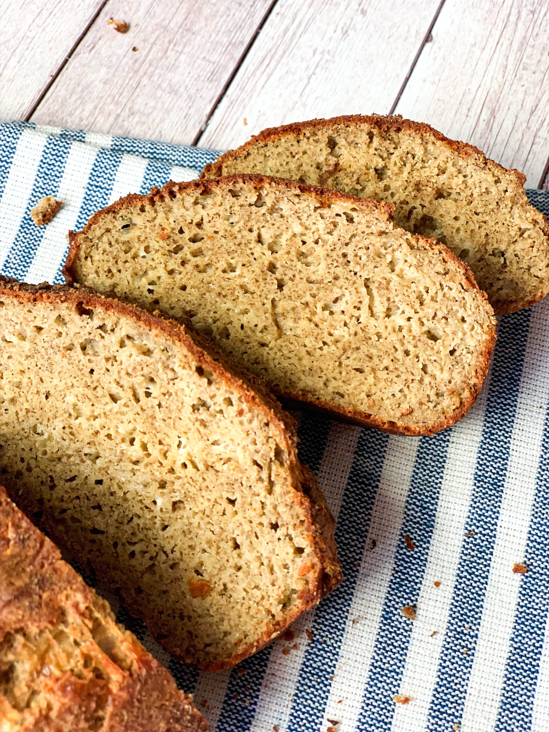 Crispy yeast keto bread cut in sandwich slices