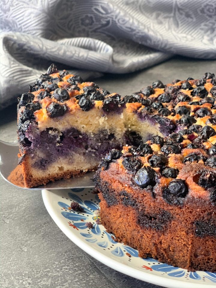 Photo of low carb pie with blueberries on the table