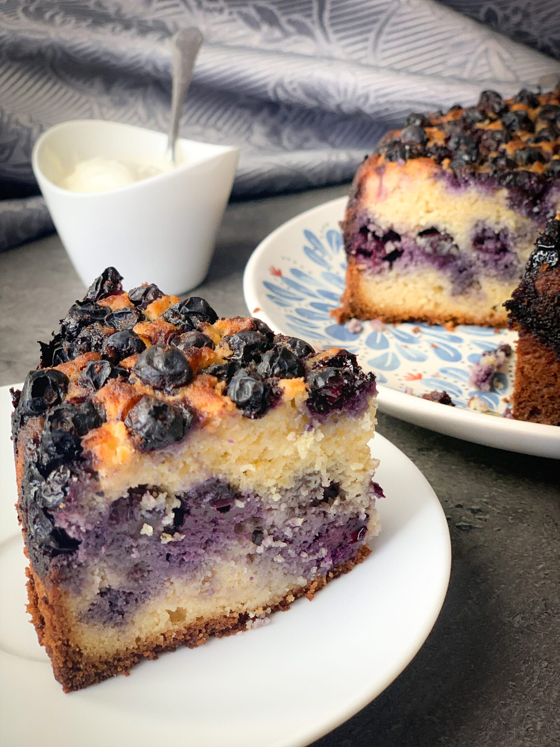 Picture of keto pie with blueberries in the middle and on the top