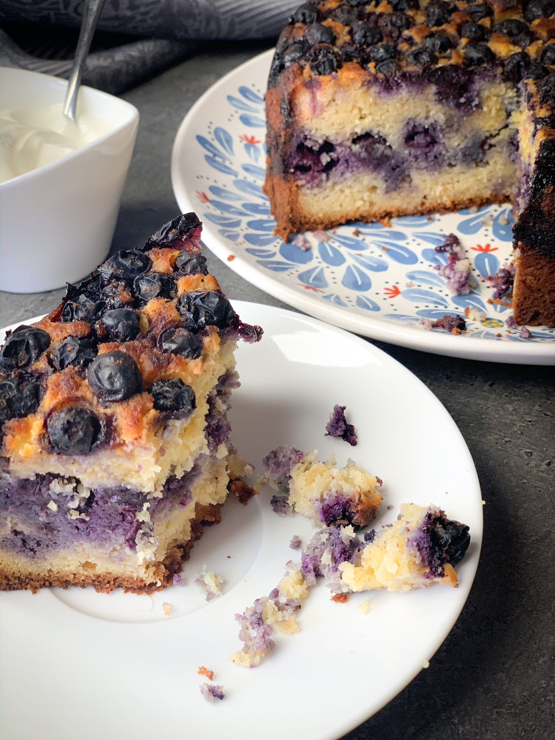 Picture of a slice of low carb blueberry pie