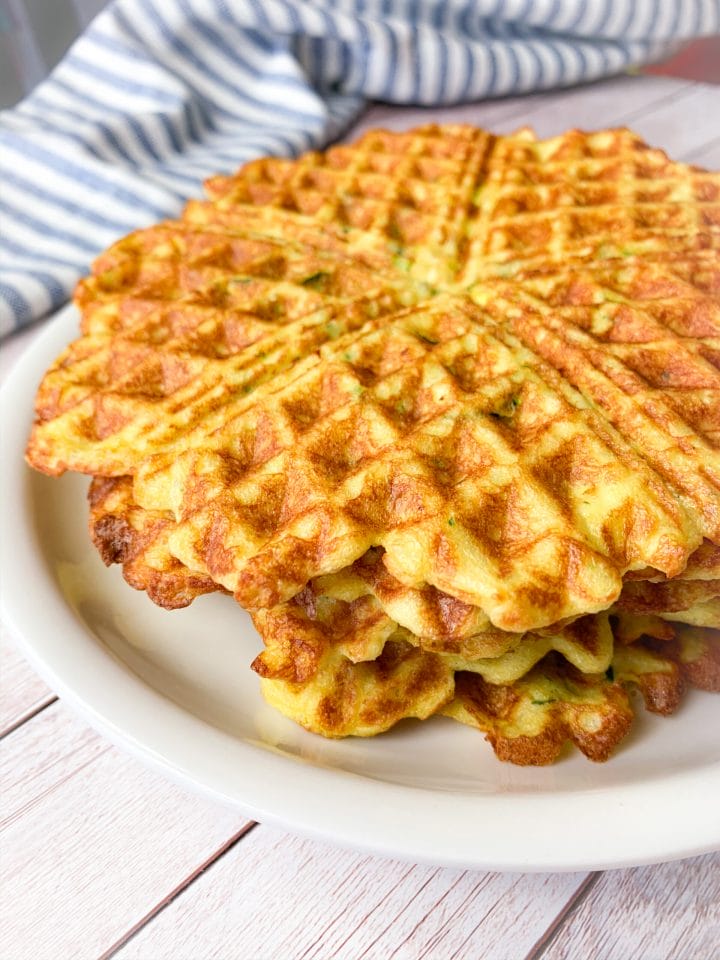 Low carb waffles with zucchini on a plate