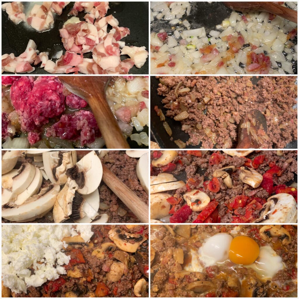 Procedure to make Balkan style ground beef hash