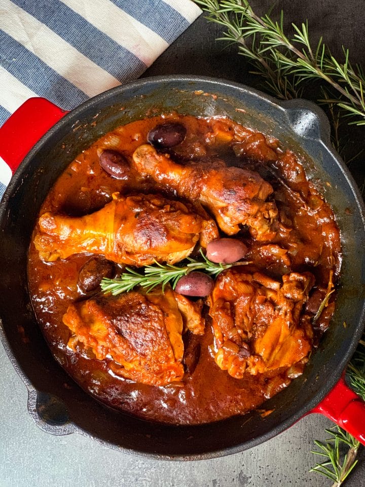Dalmatian chicken with tomato, olives and Mediterranean, Dalmatian herbs