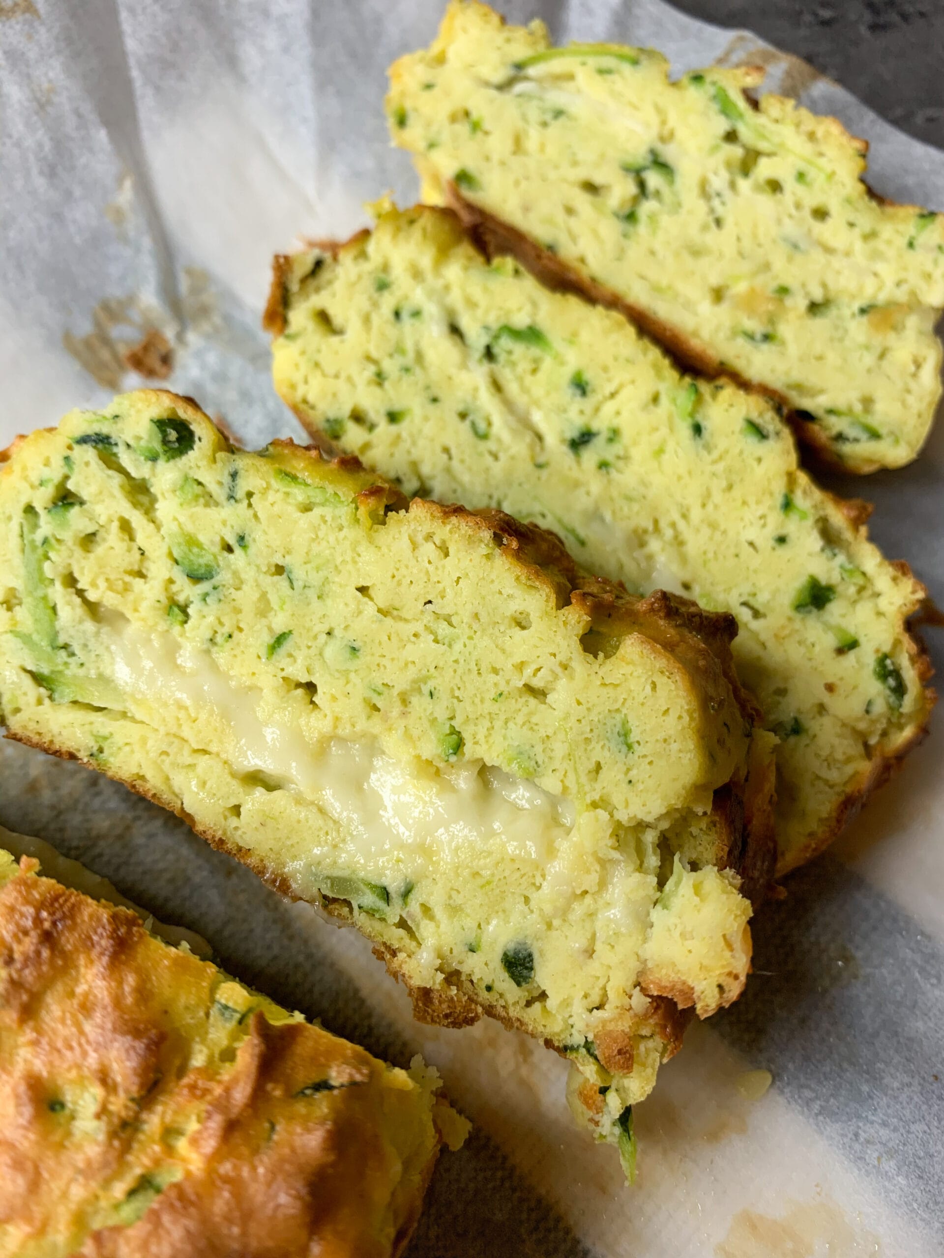 Picture of cheesy keto zucchini bread coconut flour and almond flour