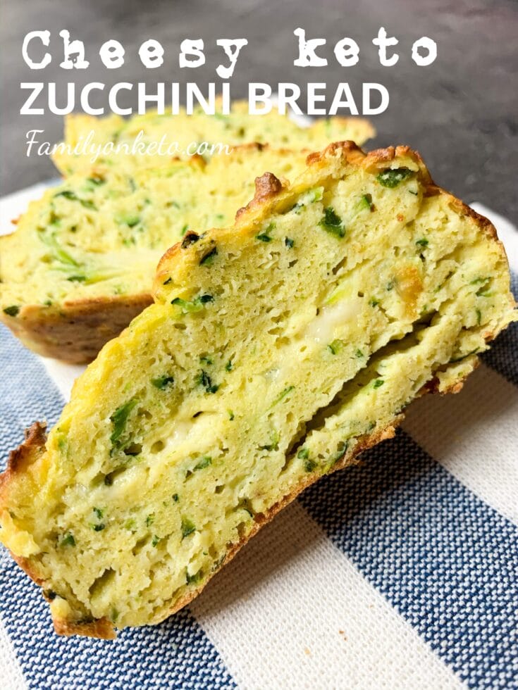 Picture of cheesy keto zucchini bread cut into slices