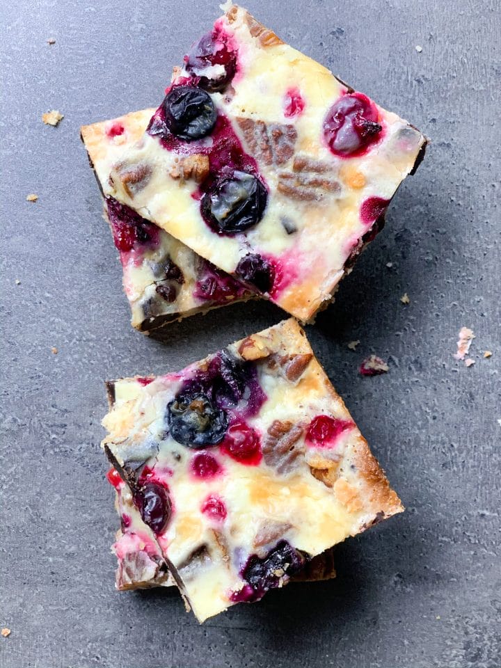 Picture of slices of keto magic cookie bars