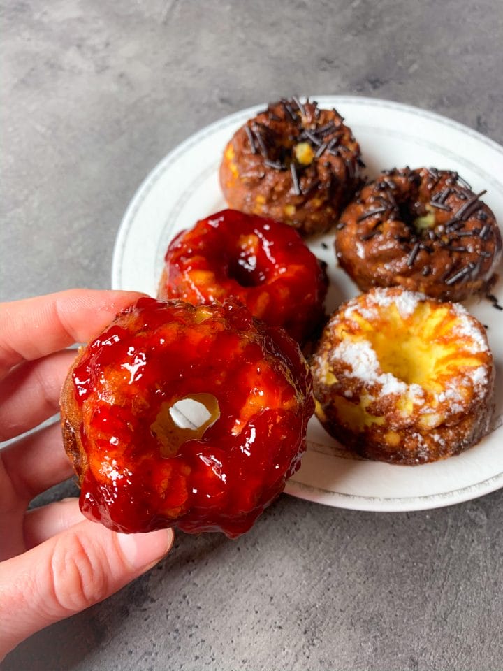 Picture of healthy breakfast low carb donuts baked in mini bundt cakes pan