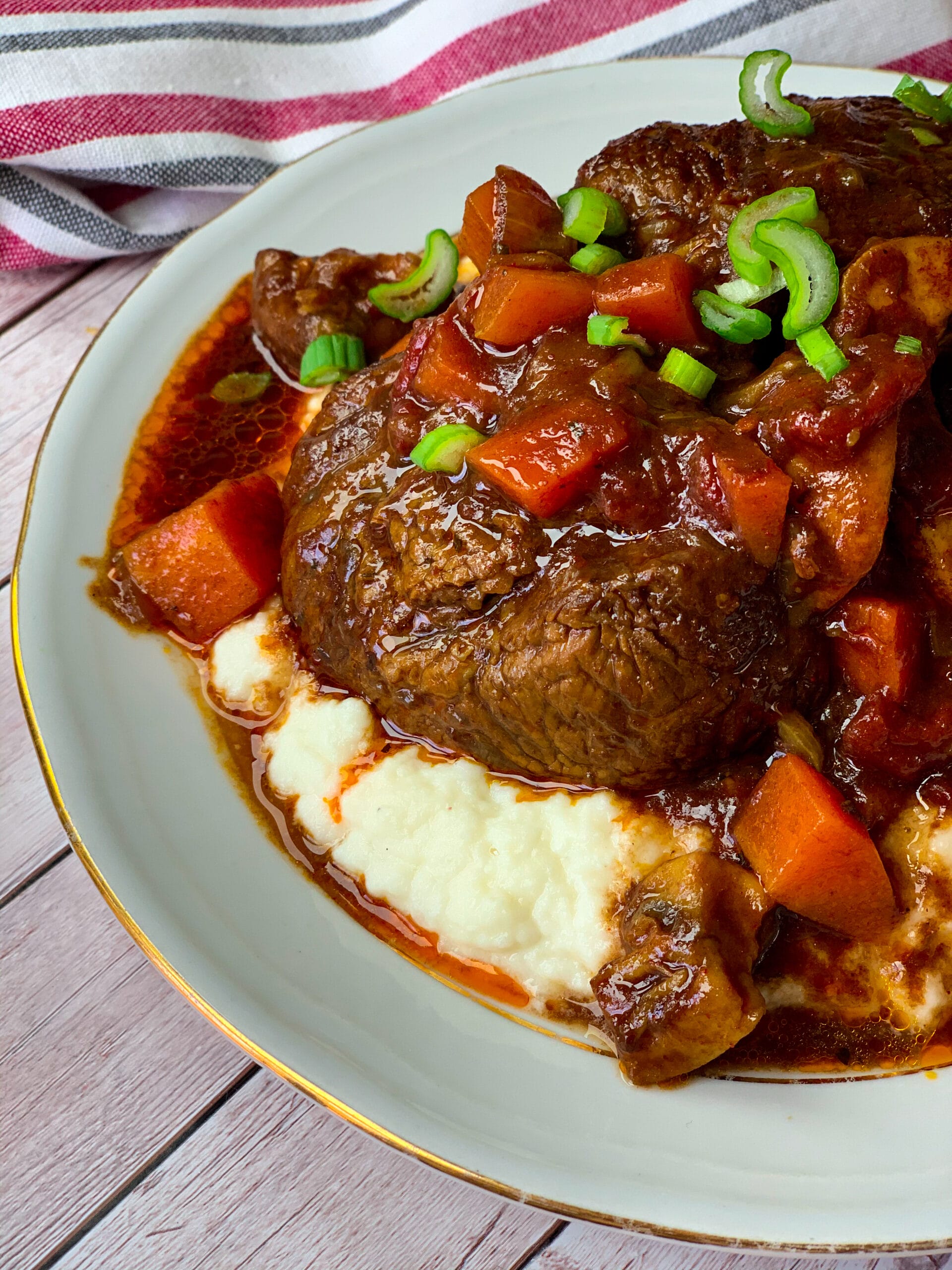 Keto ossobuco with low carb mushroom gravy 