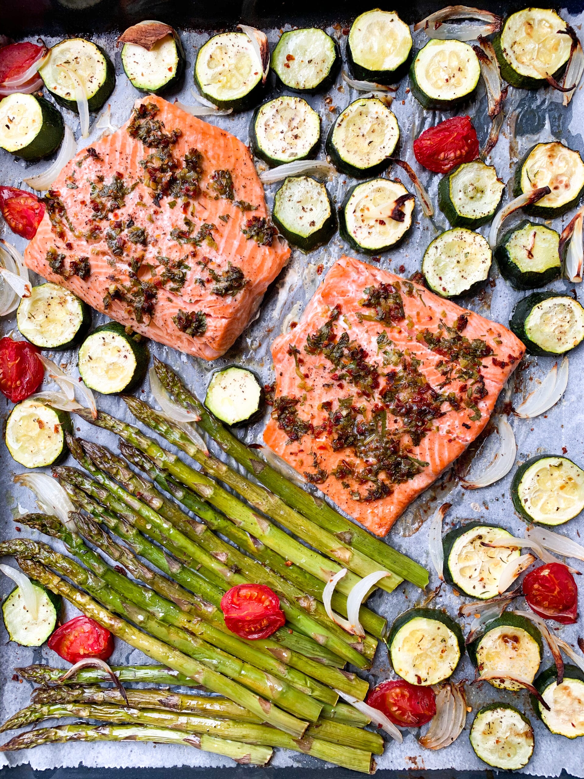 Keto sheet pan salmon dinner - Family On Keto