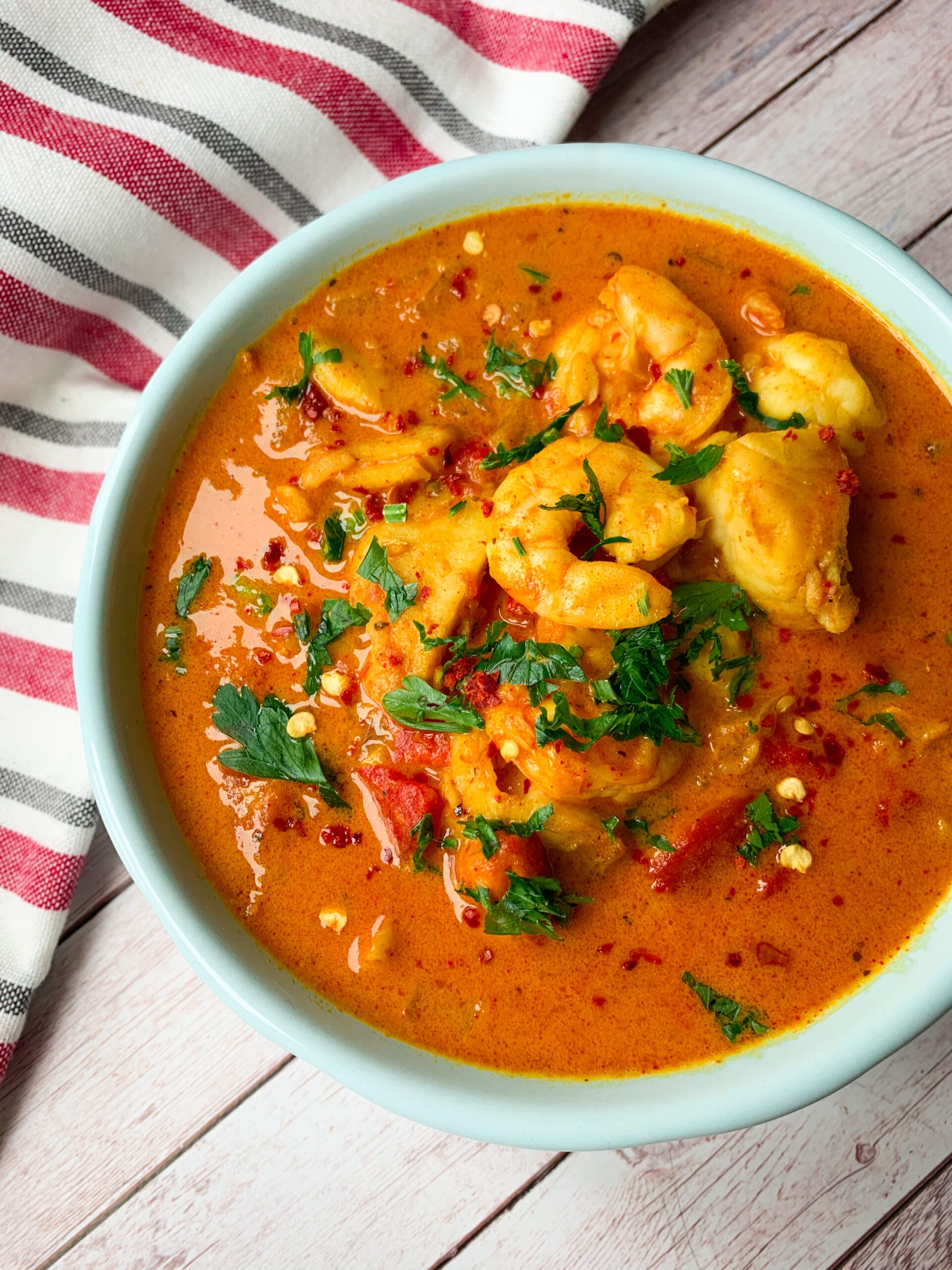 Picture of a bowl of keto fish curry chowder