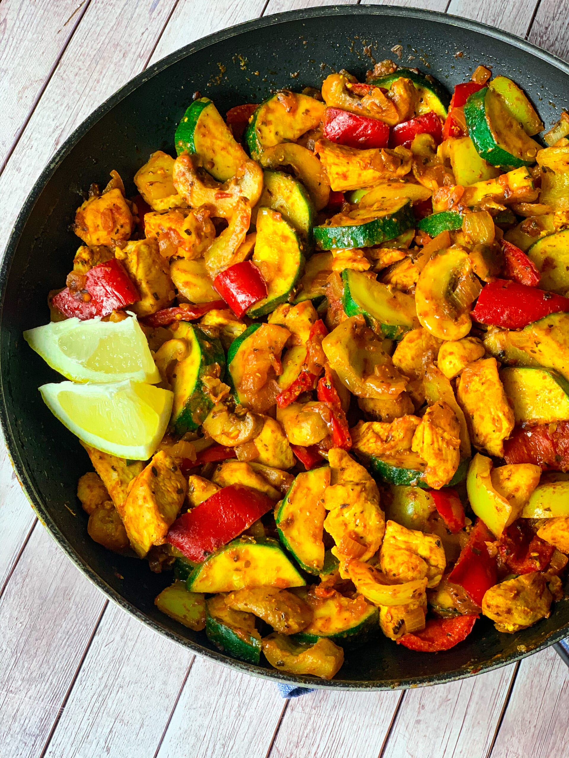 One skillet chicken with vegetables Mediterranean keto recipe