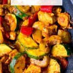 Picture of one skillet chicken with vegetables in Mediterranean way