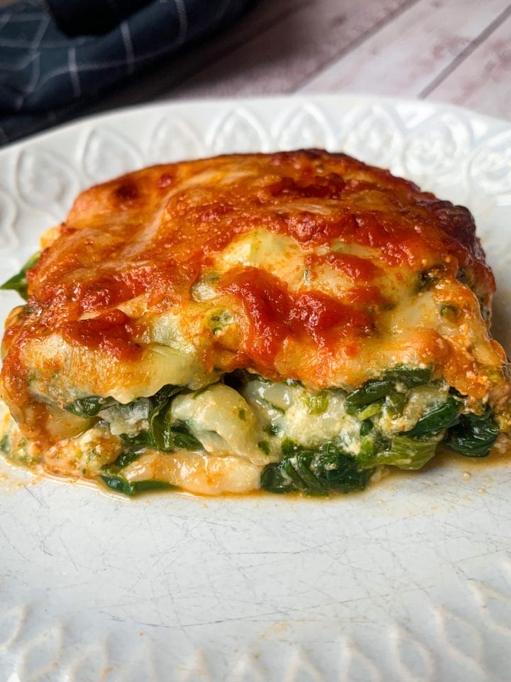 Picture of vegetarian keto lasagna with spinach