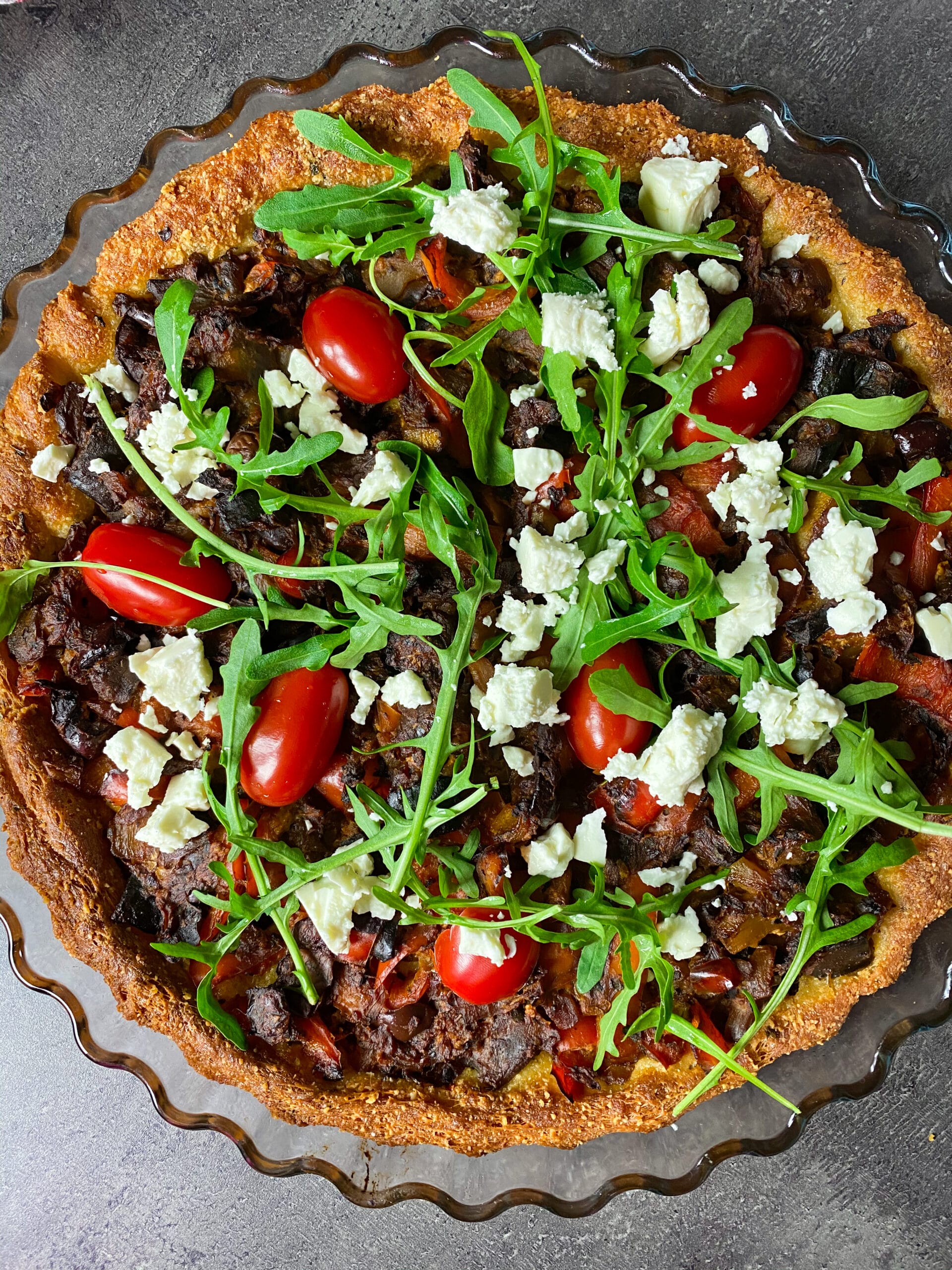 Picture of Mediterranean One-Crust Pie with vegetable and keto savory pie crust