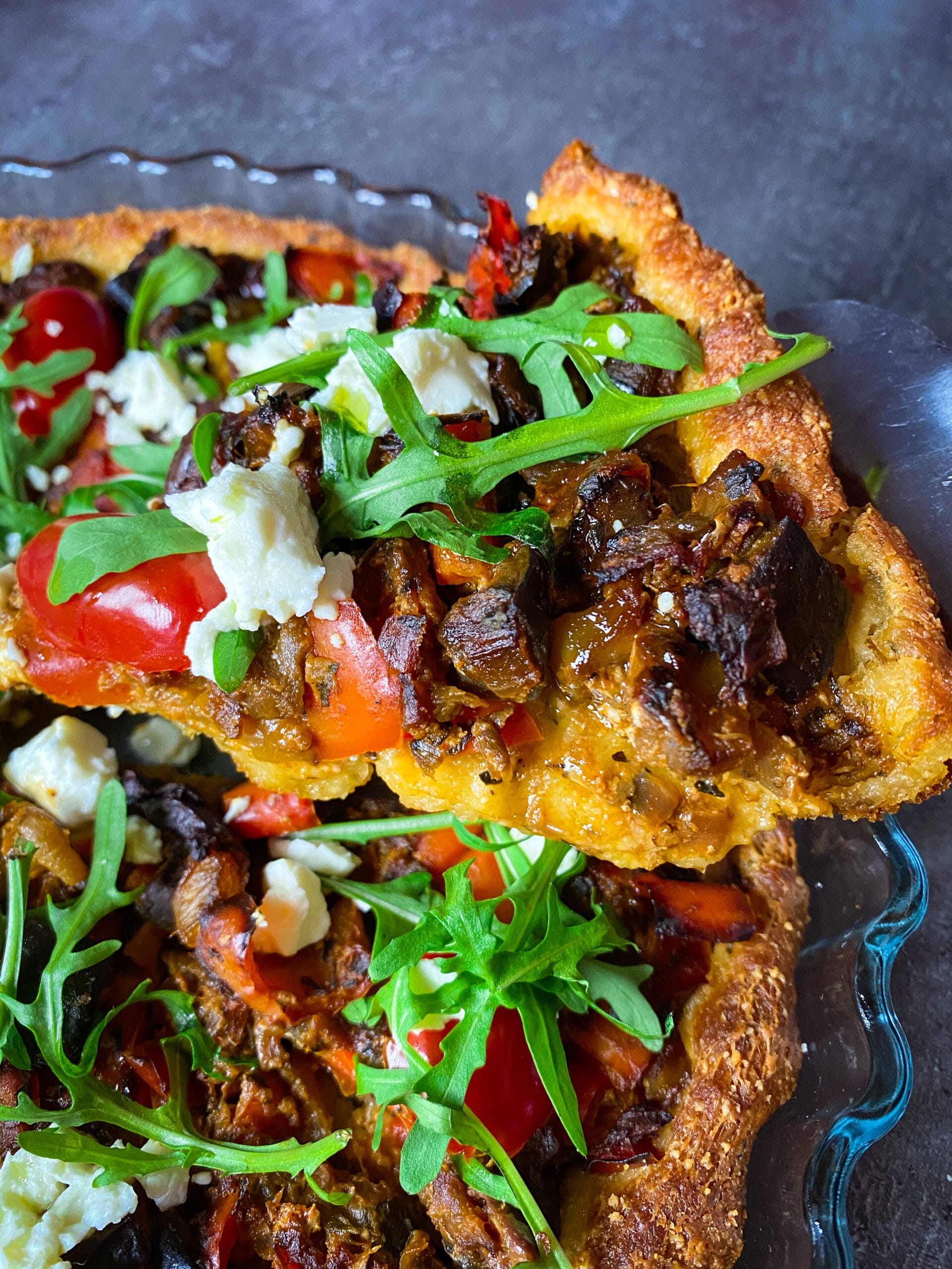 Picture of a slice of low carb vegetable pie