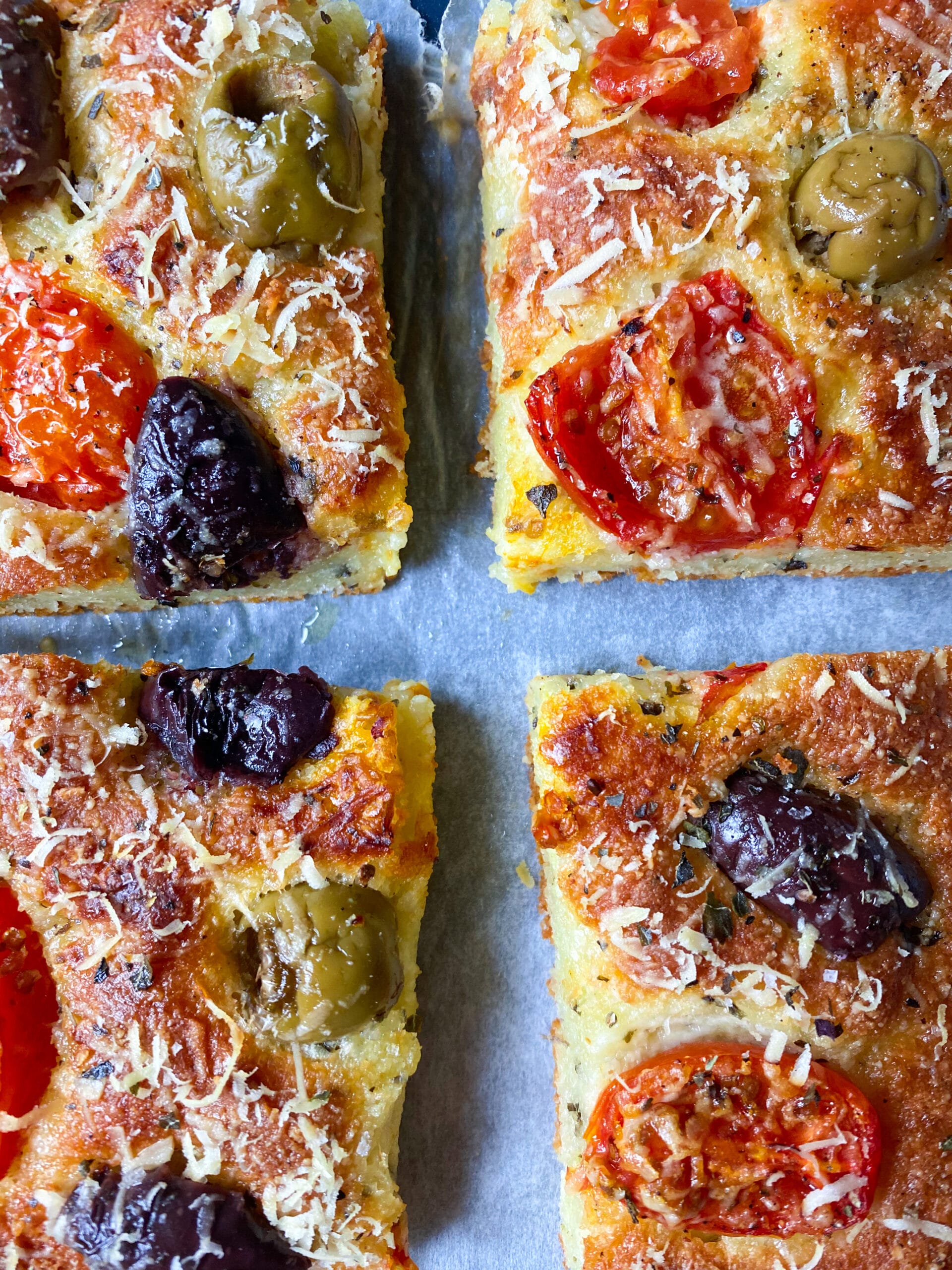 Picture of slices of low carb focaccia