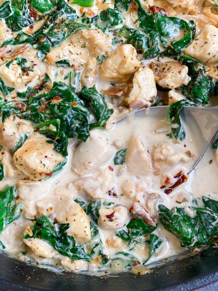 Picture of creamy low carb chicken with spinach