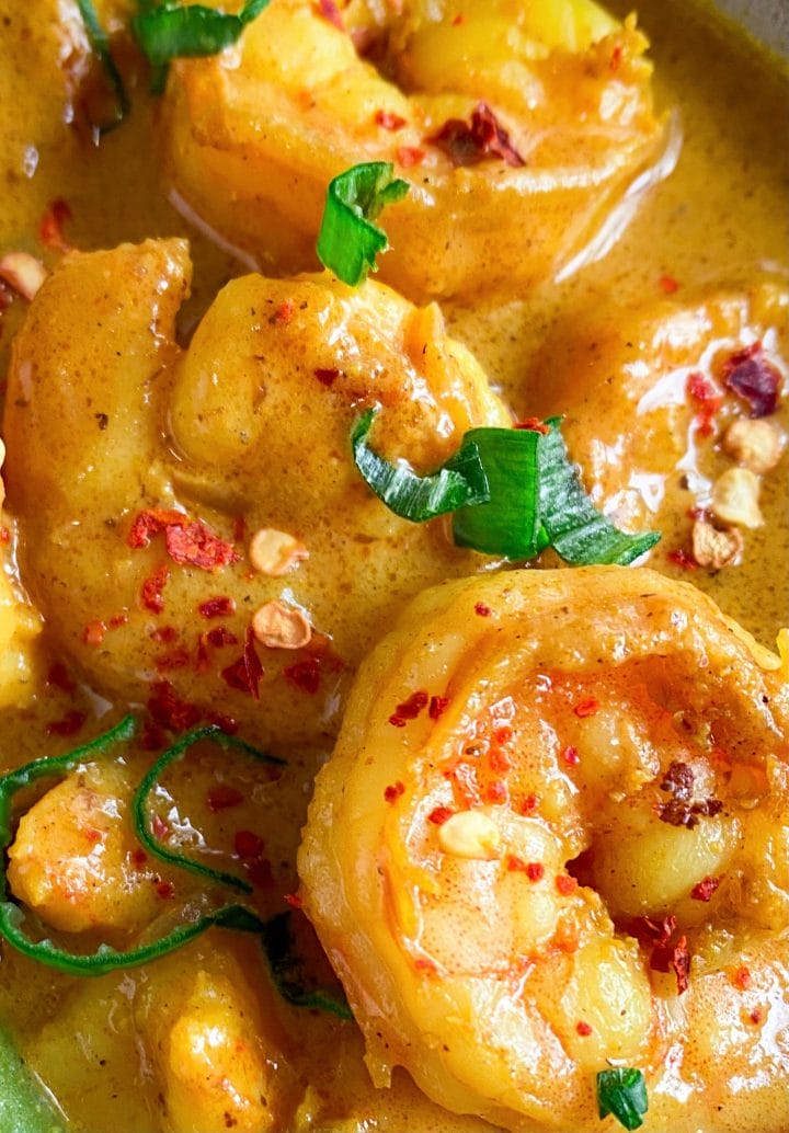 Picture of a bowl of spicy low carb coconut prawn curry