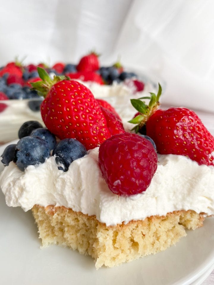 Photo of keto cake with berries and whipped cream