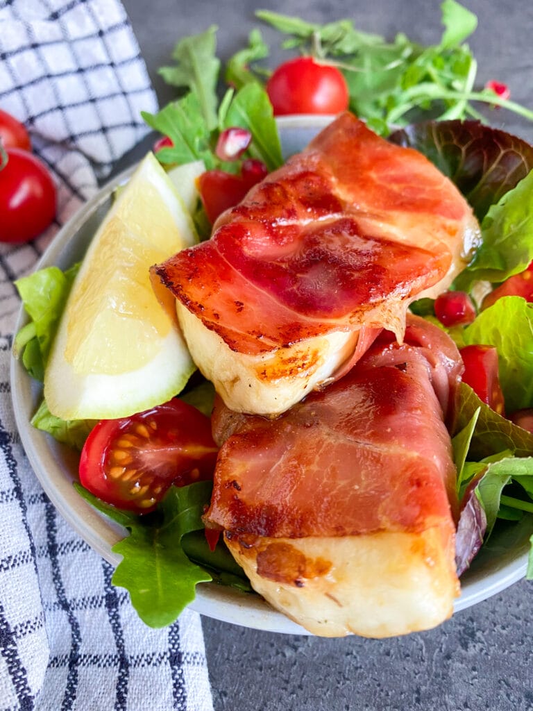 Keto friendly prosciutto wrapped halloumi Family On Keto