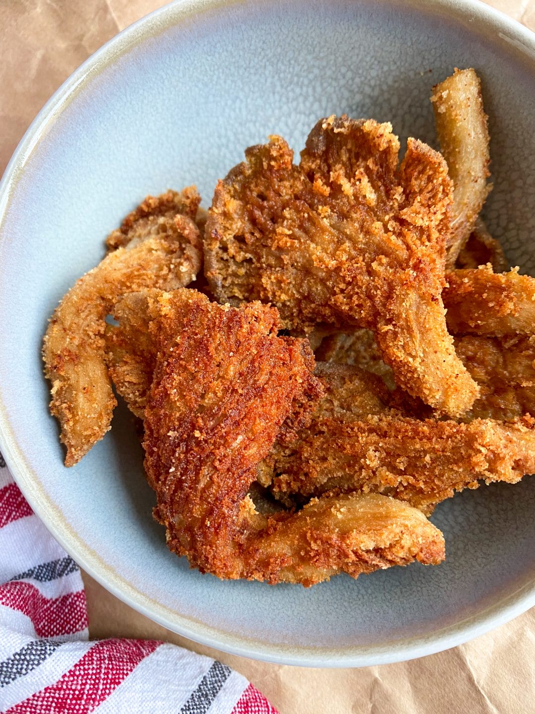 Picture of keto vegan fried chicken or keto fried oyster mushrooms