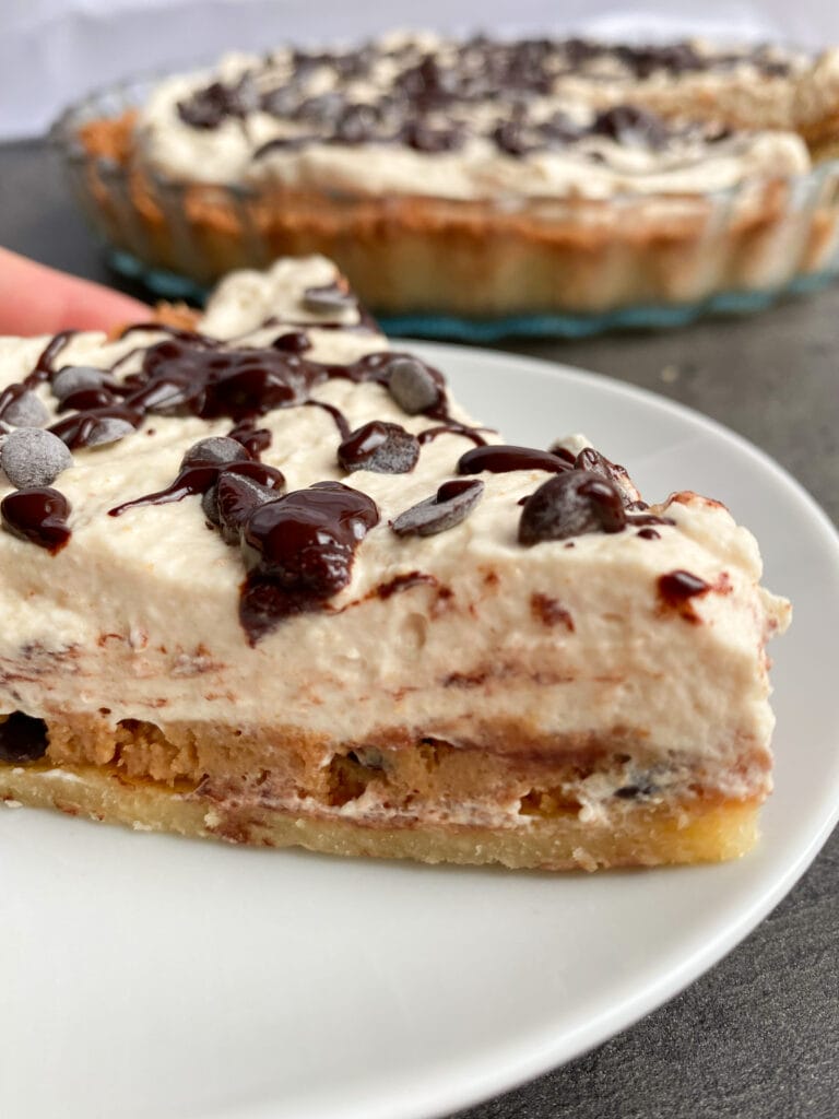 Picture of keto pie with peanut butter cookie dough filling