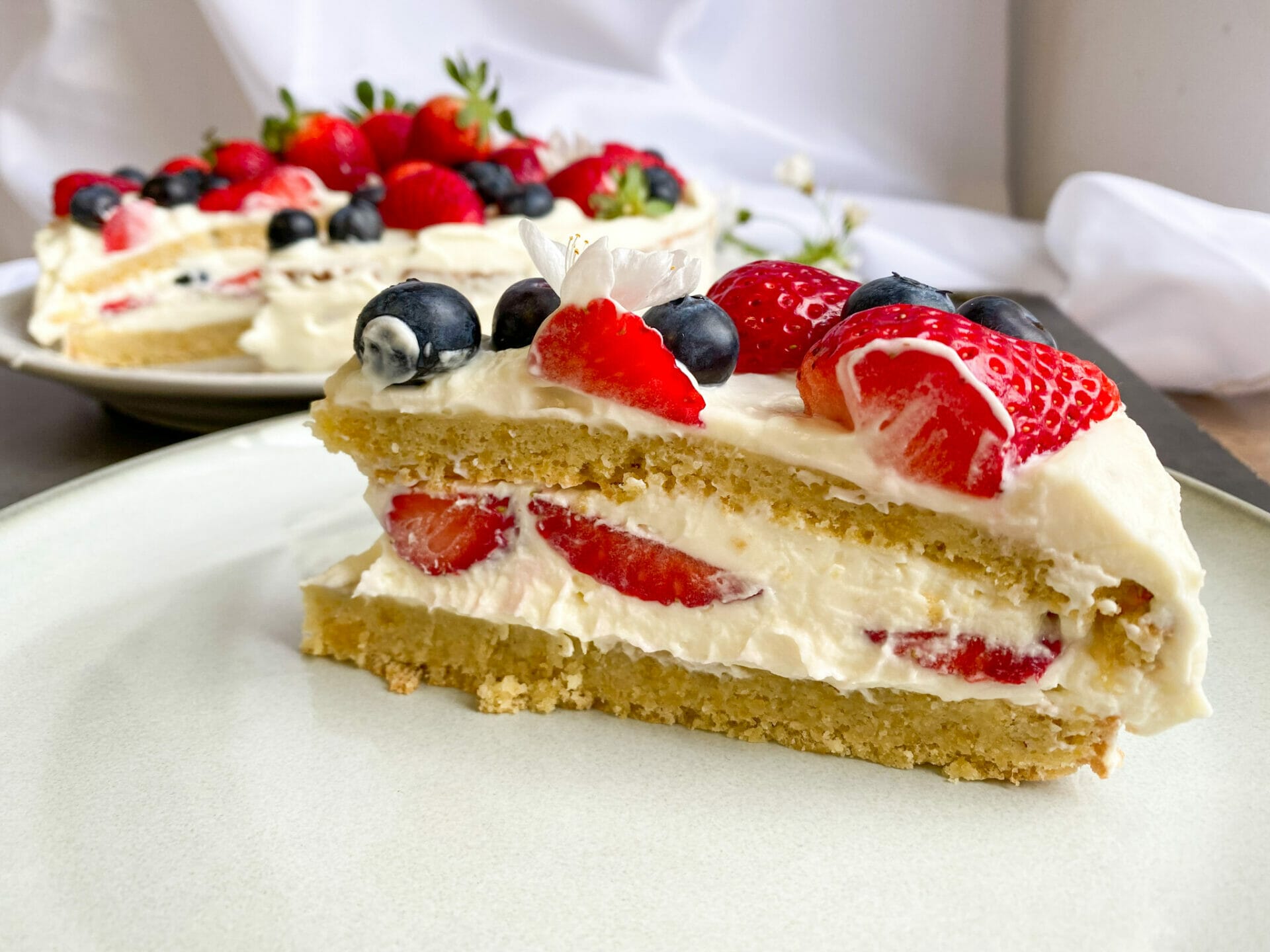 Low carb berry tiramisu cake